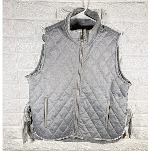 Banana Republic Jackets & Blazers - Banana Republic Womens Quilted Vest Size Small Gray Full Zip‎ Pockets Tie Sides